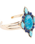 Regal Blue Apatite Mixed Stone Golden Cuff Bracelets