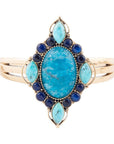 Regal Blue Apatite Mixed Stone Golden Cuff Bracelets