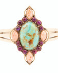 Regalia Blue Turquoise Purple and Orange Coral Golden Cuff Bracelet