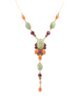 Regalia Blue Turquoise Purple and Orange Coral Golden Y Necklace