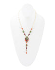 Regalia Blue Turquoise Purple and Orange Coral Golden Y Necklace