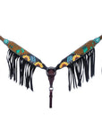 HILASON Western Horse One Ear Headstall Breast Collar Tack Set American Leather Hand Painted Brown