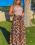 Baha Ranch Retro Pop Western Leopard Print Maxi Prairie Skirt