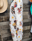 Baha Ranch Vintage Cowgirl Collage Western Lightweight Cardigan