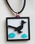 3D Print Picture Necklace on Deerskin Leather Western Bull Skull Desert Cactus Made in America