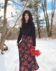 Baha Ranch Colores de Mexico Romantic Red Roses Midi Skirt