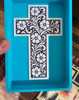 Baha Ranch Faith Cross Tooled 3D Accessory Tray Made in America