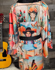 Baha Ranch Colores de Mexico Pictures of the Southwest Satin Kimono Sleeve Robe