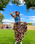 Baha Ranch Retro Pop Western Leopard Print Maxi Prairie Skirt