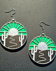 Baha Ranch 3D Print Silver Silk western Earrings Choice of styles Made in America