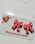 Bag of 25 -Boutique 3d Printed Package Inserts Cow Print Bows Pins or Earrings Made in America