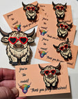 Bag of 25 -Boutique 3d Printed Package Inserts Cool Highland Cow Hat Pin Made in America