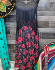 Baha Ranch Colores de Mexico Romantic Red Roses Midi Skirt