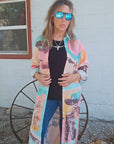Baha Ranch Retro Pop Western Button Up Shirt Dress Duster