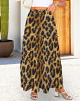 Baha Ranch Retro Pop Western Leopard Print Maxi Prairie Skirt