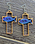 3D Print Christian Cross Faith Earrings Made in America