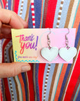 Bag of 20 -Boutique 3d Printed Package Inserts Heart Dangle Earrings Made in America