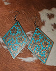 3D Print Western Tooled Floral Earrings Made in America Choice of Colors
