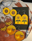 3D Print That70's Show Sunflower Boho Hippie Earrings Made in America