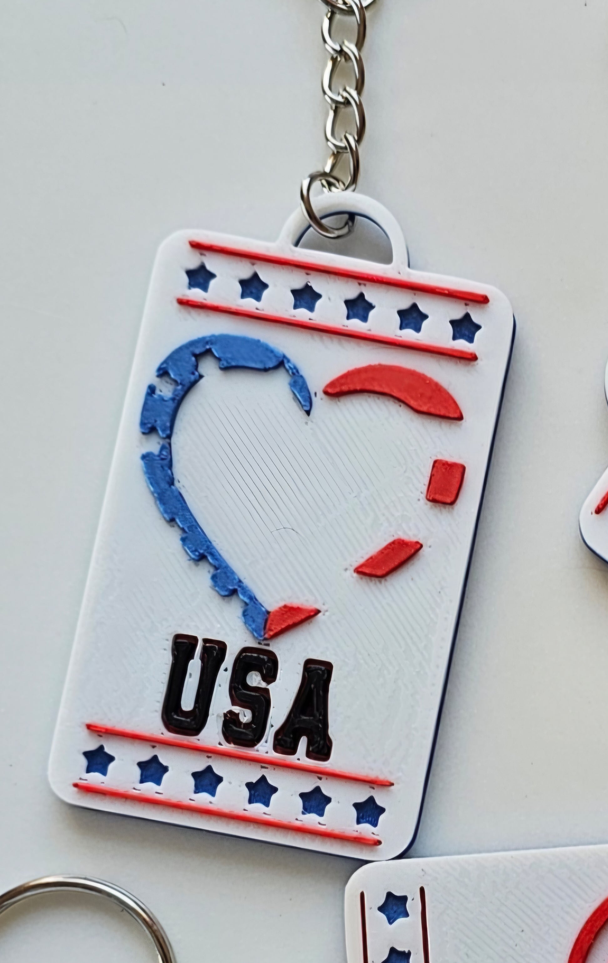 Patriotic Keychain - choice of styles - 3D Print USA - Made in America