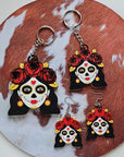 3D Print Mexico Theme Día de los Muertos Day of The Dead Sugar Skull Keychain or Earrings