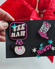 Set of 4 3D Print Western Cowboy Yeehaw Howdy Hat Pins Made in America choice of colors