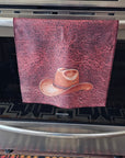 Monogrammed Initial Western Leather Look Saddle Longhorn Cowboy Cowgirl Kitchen Dish Towels Made in America