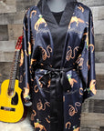 Baha Ranch Rodeo Cowboy Satin Kimono Sleeve Robe