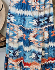 Baha Ranch Blue Aztec Western Prairie Tiered Maxi Skirt