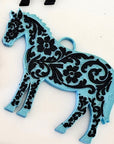 Baha Ranch 3D Print Floral Tooled Horse Charm or Keychain Made in America