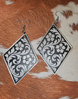 3D Print Western Tooled Floral Earrings Made in America Choice of Colors