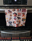 Vintage Cowboy Set of 4 Kitchen Dish Towels Made in America