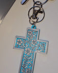 Baha Ranch 3D Faith Tooled Wall Cross or Keychain/Purse Charm Made in America