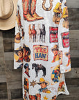 Baha Ranch Vintage Cowboy Collage Western Lightweight Cardigan