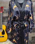 Baha Ranch Rodeo Cowboy Satin Kimono Sleeve Robe