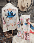 Baha Ranch Danilo Painted Cowgirl Satin Long Pajamas
