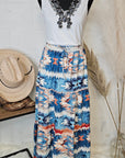 Baha Ranch Blue Aztec Western Prairie Tiered Maxi Skirt