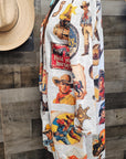 Baha Ranch Vintage Cowboy Collage Western Lightweight Cardigan