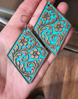 3D Print Western Tooled Floral Earrings Made in America Choice of Colors