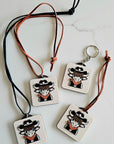 3D Print Cowboy Highland Cow Picture Necklace, Keychain or Purse Charm on Suede Leather Western Made in America