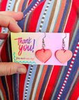 Bag of 20 -Boutique 3d Printed Package Inserts Heart Dangle Earrings Made in America