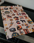 Vintage Cowboy Set of 4 Kitchen Dish Towels Made in America