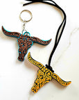 3d Print Tooled Longhorn Keychain or Purse Charm Ornament - Made in America - choice of colors