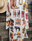 Baha Ranch Vintage Cowboy Collage Western Lightweight Cardigan