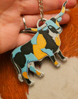 Baha Ranch 3D Print Turquoise Longhorn Made in America Keychain Magnet Purse Charm