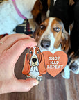 3d Print Basset Hound Cute Funny Shopping Hat Pin or Magnet