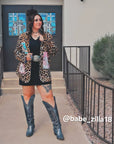 Baha Ranch Retro Pop Western Wild West Leopard Blazer