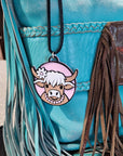 3d Western Cowgirl Cowboy Highland Cow Theme - Necklace, Purse Charm, Earrings, Keychain, Magnet