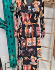 Baha Ranch Vintage Cowboy Collage Western Long Sleeve Dress Duster