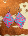3D Print Western Tooled Floral Earrings Made in America Choice of Colors